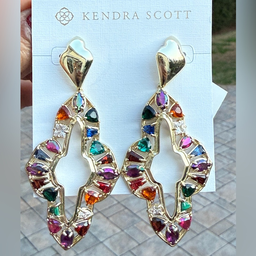 NWT - Kendra Scott Abbie Stone Open Frame Statement Earrings